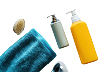 Compact Camping Toiletries Kit with Essential Items for Outdoor Hygiene Isolated on Transparent Background