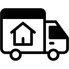 Vector Icon Moving Truck, Delivery Truck, Transport, Package, Mover Truck, Property