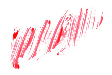Single red brush stroke on transparent background.