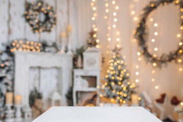 Beautifully illuminated Christmas decoration with sparkling lights, Christmas trees, stars, teddy bears and presents.	
