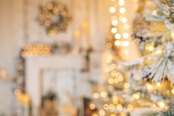 Beautifully illuminated Christmas decoration with sparkling lights, Christmas trees, stars, teddy bears and presents.	
