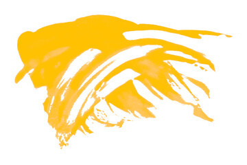 Isolated yellow brush stroke on transparent background.