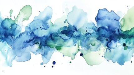 Obraz premium Watercolor splashes in blue and green, forming a fluid and organic abstract pattern