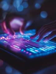 Futuristic Business & Stock Investment Visuals: High-Tech, Neon-Lit Financial Concepts with Modern Urban Backdrops