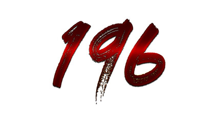 3D blood red number design of 196 on white background.