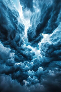 This captivating image showcases dramatic clouds under a stormy sky, highlighting textures and atmospheric details that evoke a sense of intensity and nature's power.
