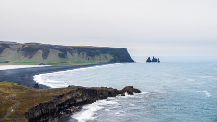Nature sceneries with a lighthouse inside the Dyrhólaey Peninsula, Vik I Myrdal, Iceland