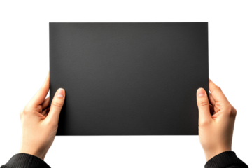 hand holding blank blackboard