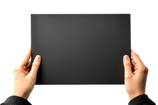 hand holding blank blackboard - Powered by Adobe