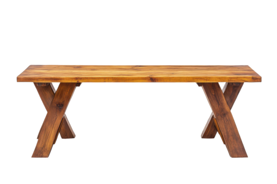 Stylish Wooden Dining Bench with Upholstered Seat for Comfort with Isolated on Transparent Background