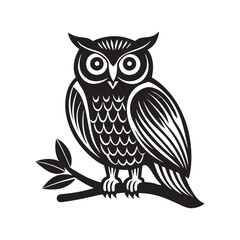 Predatory Owl Silhouette Icon Vector for Forest and Wildlife Branding