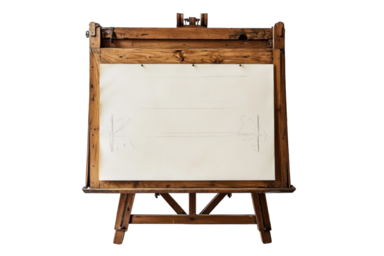 Adjustable Drawing Table with Tilting Surface for Comfortable Sketching with Isolated on Transparent Background