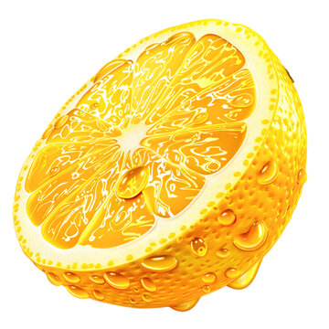 Half lemon in dew fruit art for game and slot