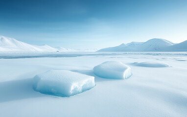 Fresh and natural winter snow and ice theme e-commerce product display background