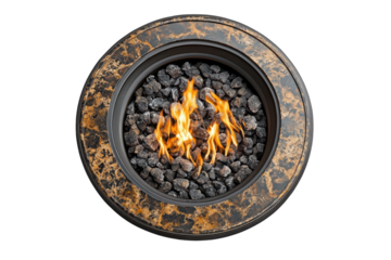 Metal Fire Pit Table with Removable Glass Shield and Adjustable Flame with Isolated on Transparent Background