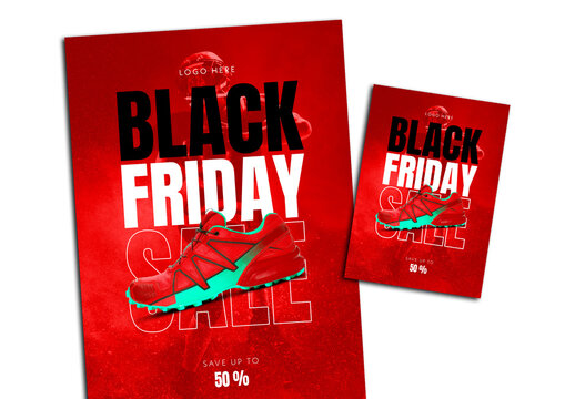 Black Friday Flyer and Poster Minimal and Red Style