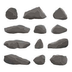 Stones and rocks vector icon set isolated on white background
