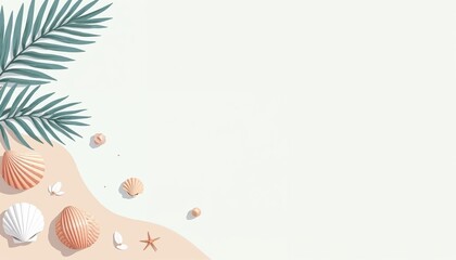 Beach-themed wedding decoration, serene mood, coastal design, soft background, copy space