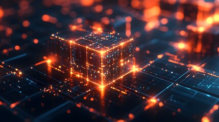 Cube puzzle with network diagram. 