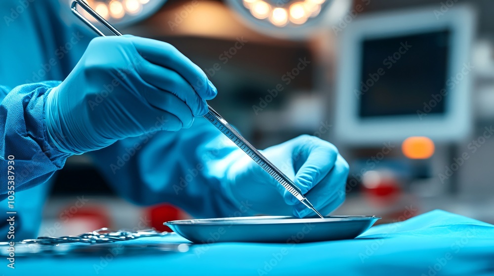 Poster surgeons in an operating room focused on a procedure with precision instruments stock photo with sid