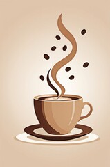 Minimalist Flat Design Coffee Cup Illustration &ndash; Cozy Morning Vibes with a Warm Beverage