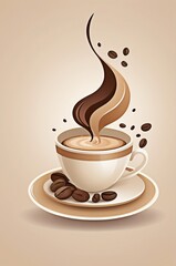 Minimalist Flat Design Coffee Cup Illustration &ndash; Cozy Morning Vibes with a Warm Beverage