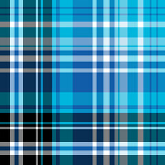 Seamless pattern in magical black, blue and white colors for plaid, fabric, textile, clothes, tablecloth and other things. Vector image.