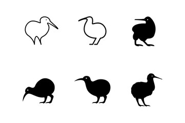 Kiwi bird logo icon design minimal simple black white