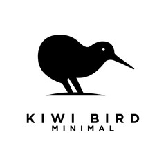 Kiwi bird logo icon design minimal simple black white