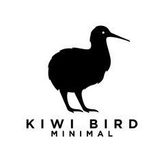 Kiwi bird logo icon design minimal simple black white