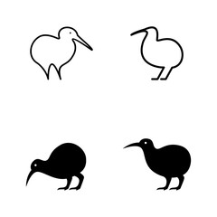 Kiwi bird logo icon design minimal simple black white