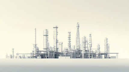 Obraz premium A horizontal banner with units for the oil industry. A 3D illustration of an architecture building based on imagination