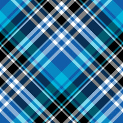 Seamless pattern in magical black, blue and white colors for plaid, fabric, textile, clothes, tablecloth and other things. Vector image. 2