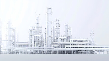 Obraz premium A horizontal banner with units for the oil industry. A 3D illustration of an architecture building based on imagination