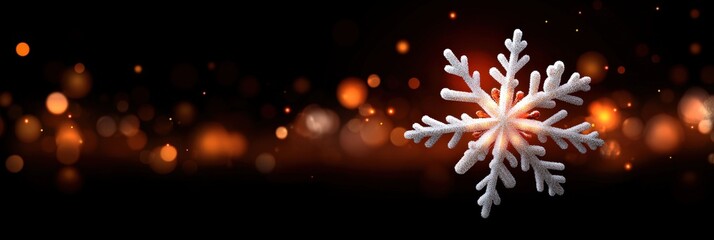 Fototapeta premium Elegant Snowflake on Dark Background with Bokeh Lights