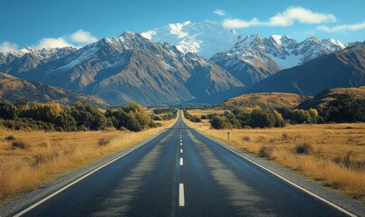 Naklejka premium Roadtrip in beautiful scenery, Generative AI