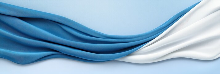 Obraz premium Smooth Blue and White Fabric Flow Background
