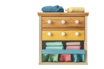 Colorful Kids' Dresser with Multiple Drawers for Easy Organization with Isolated on Transparent Background