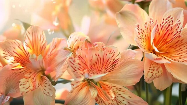 Alstroemeria flowers with speckled petals, Video