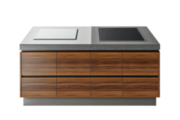 Modern Kitchen Island with Ample Storage Space and Sleek Design with Isolated on Transparent Background
