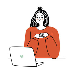 young office worker or student doodle illustration isolated