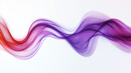 Abstract purple and red light trails, swirling together, forming a smooth glowing wave on white background