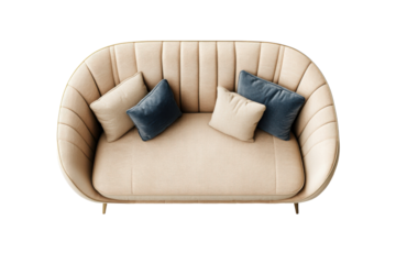 Elegant Upholstered Loveseat for Cozy Living Rooms with Isolated on Transparent Background