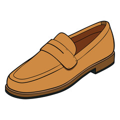 Vector cartoon illustration of brown leather men's dress shoes isolated against white background