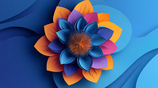 Cutter Flower logo 3d vector papercut