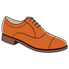 Vector cartoon illustration of brown leather men's dress shoes isolated against white background