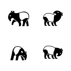 Tapirus line black logo icon design illustration