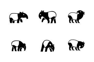 Tapirus line black logo icon design illustration