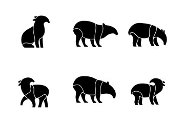 Tapirus line black logo icon design illustration