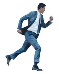 PNG Business man run walking adult blue.